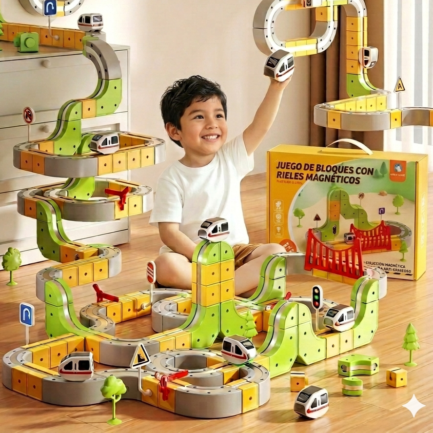 Juego de Bloques con Rieles Magnéticos