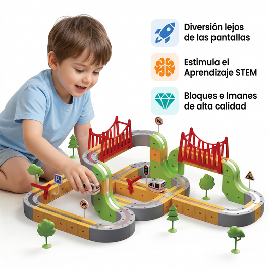 MAGNIRAIL™ - Juego Montessori de Bloques con Rieles Magnéticos