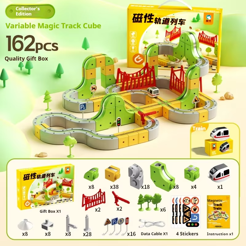 MAGNIRAIL™ - Juego Montessori de Bloques con Rieles Magnéticos