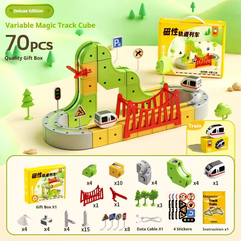 MAGNIRAIL™ - Juego Montessori de Bloques con Rieles Magnéticos