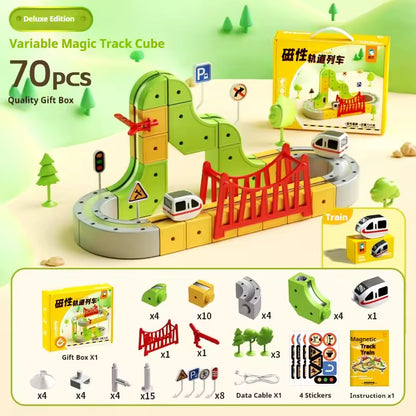 MAGNIRAIL™ - Juego Montessori de Bloques con Rieles Magnéticos